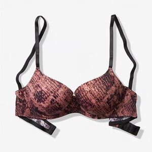 Victoria’s Secret Pink Snakeskin Print Wear Everywhere Lined Demi Bra Size 32B